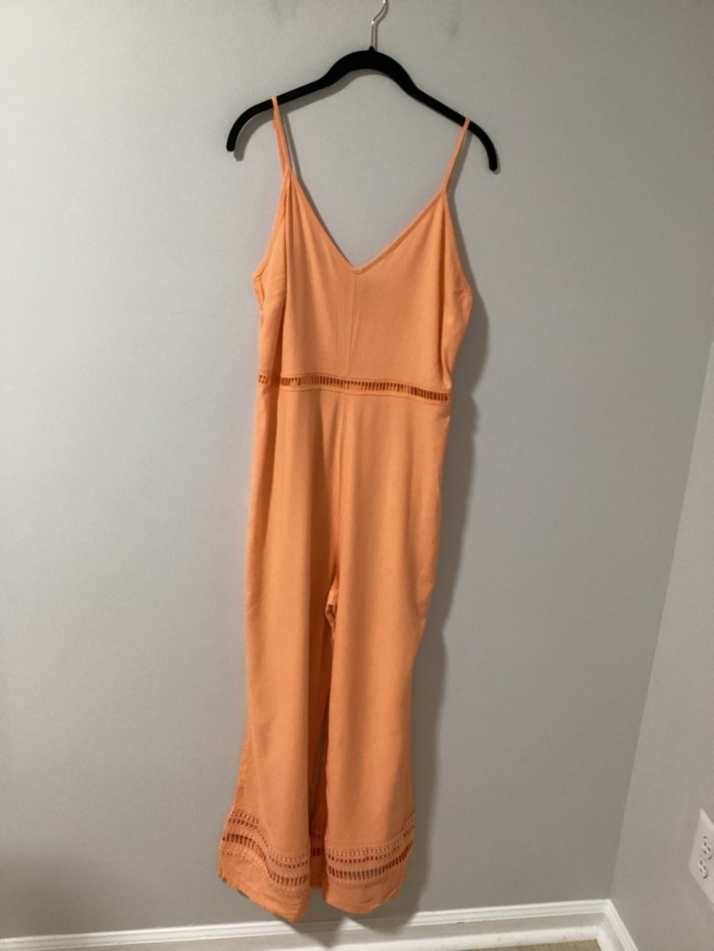 *BCBGeneration Melon Orange V-Neck Wide-Leg Jumpsuit